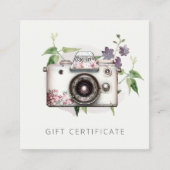  fotografisch cadeaucertificaat voor Floral camera Vierkante Visitekaartje (Voorkant)