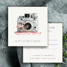 fotografisch cadeaucertificaat voor Floral camera Vierkante Visitekaartje