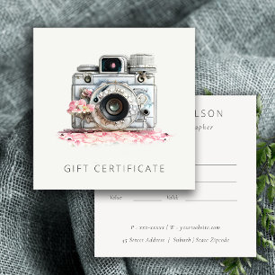  fotografisch cadeaucertificaat voor Floral camera Vierkante Visitekaartje