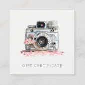  fotografisch cadeaucertificaat voor Floral camera Vierkante Visitekaartje (Voorkant)