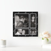 Fotografisch collage Vier Moderne Familie Decor Vierkante Klok (Huis)