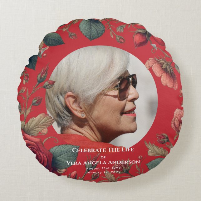 Fotografisch herdenkingsfeest van rouwdienstgesche rond kussen (Voorkant)