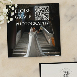 Fotografisch Logo QR-code Vierkant Zakelijkkaartje Vierkante Visitekaartje