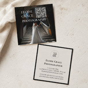 Fotografisch Logo QR-code Vierkant Zakelijkkaartje Vierkante Visitekaartje