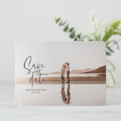 Fotografische bloemige geometrische trouwfoto save the date (Staand voorkant)