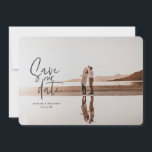 Fotografische bloemige geometrische trouwfoto save the date<br><div class="desc">Fotografische bloemige geometrische trouwfoto save the date. In paars,  roze,  bruin en groen. Moderne interpretatie van een rustieke bruiloft met handgeschreven lettertype.</div>