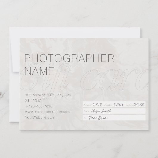 Fotografische cadeaukaart, minimalistische fotofot kaart (Achterkant)