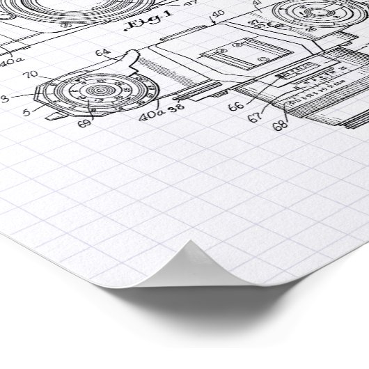 Fotografische camera 1959 Kunst met patenten - Lin Poster (Hoek)