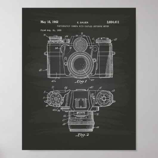 Fotografische camera 1959 Patent Art - Chalkboard Poster (Voorkant)