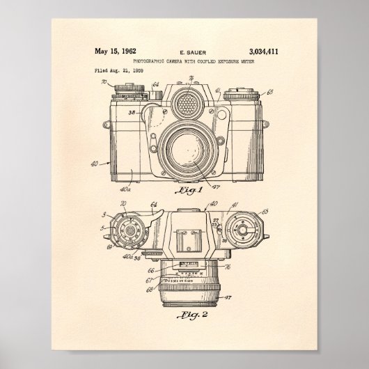 Fotografische camera 1959 Patent Art - Old Peper Poster (Voorkant)