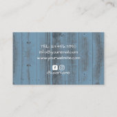 Fotografische camera bijtend puin blauw hout visitekaartje (Achterkant)