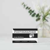 Fotografische camera zwart, wit opvallend visitekaartje (Staand voorkant)