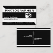 Fotografische camera zwart, wit opvallend visitekaartje (Voorkant / Achterkant)