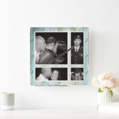 Fotografische collage Vier Driftwood Ocean Beach Vierkante Klok (Huis)