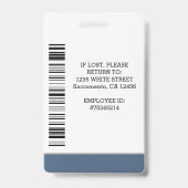 Fotografische identiteitskaart Personeel Ziekenhui Badge (Achterkant)