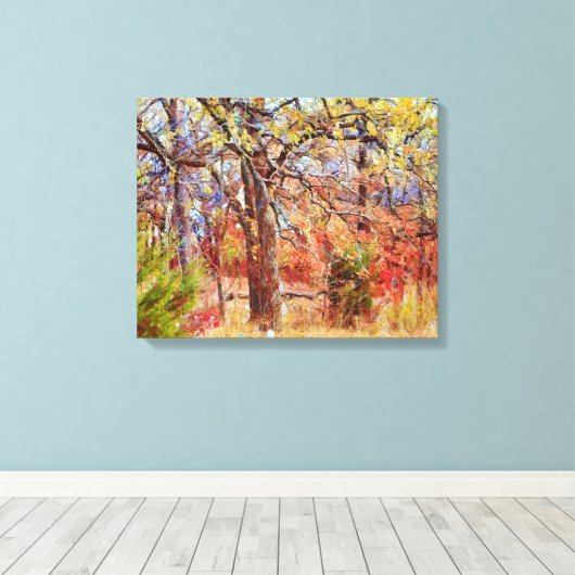 Fotografische kunst van herfst Forest Hike Trail Canvas Afdruk (Insitu (Houten vloer))