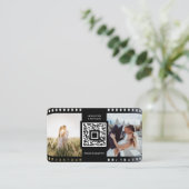 Fotografische QR-code Fotografe film Roll zwart wi Visitekaartje (Staand voorkant)