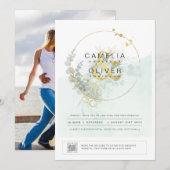 Fotografische Trouw Uitnodiging Botanisch Groen Go (Voorkant / Achterkant)