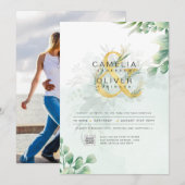 Fotografische Trouwkaart Botanisch Groen Goud Kaart (Voorkant / Achterkant)