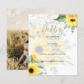 Fotografische Trouwkaart met Zonnebloemen (Voorkant / Achterkant)