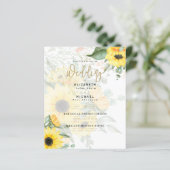 Fotografische Trouwkaart met Zonnebloemen (Staand voorkant)