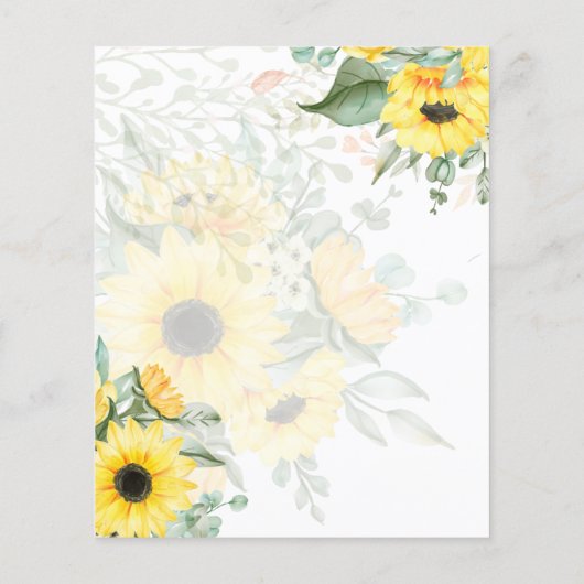 Fotografische trouwkaart met zonnebloemen flyer (Achterkant)