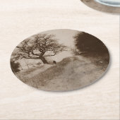 fotografische wintersneeuwkunst ronde kartonnen onderzetter (Gebogen)