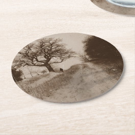 fotografische wintersneeuwkunst ronde kartonnen onderzetter (Gebogen)