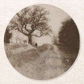 fotografische wintersneeuwkunst ronde kartonnen onderzetter (Voorkant)