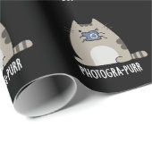 Fotograh-purr Funny Cat Fotograaf Pun Dark BG Cadeaupapier (Rol Hoek)