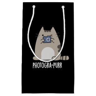 Fotograh-purr Funny Cat Fotograaf Pun Dark BG Klein Cadeauzakje