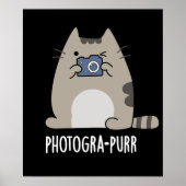 Fotograh-purr Funny Cat Fotograaf Pun Dark BG Poster (Voorkant)