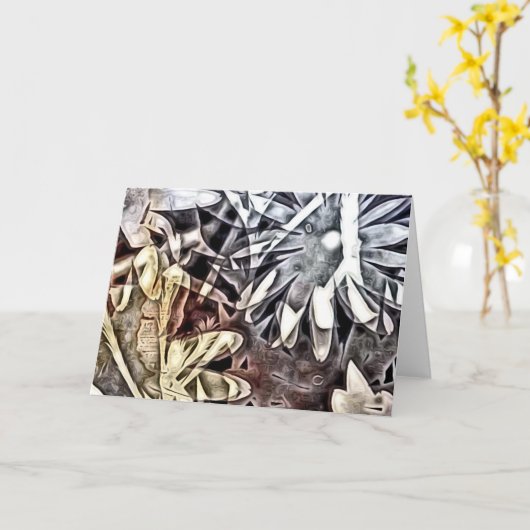 Fotogram digitale kunst kaart (Gele Bloem)