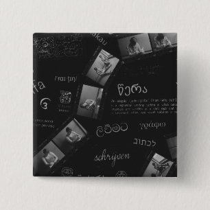 Fotogram schrijven vierkante button 5,1 cm
