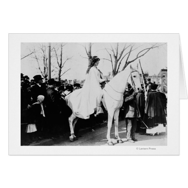 Fotograp van de paardenvrouw van de suffrage-parad (Voorkant Horizontaal)