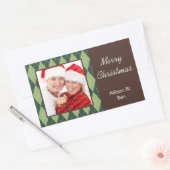 Fotogroene argyle Merry Kerstmis grote sticker (Envelop)