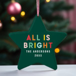 Fotogroene leuke moderne kerstfamilie, helder 1 keramisch ornament<br><div class="desc">Helderkleurig groen leuk modern kerstgezin met 1 foto's,  allemaal helder ornament</div>