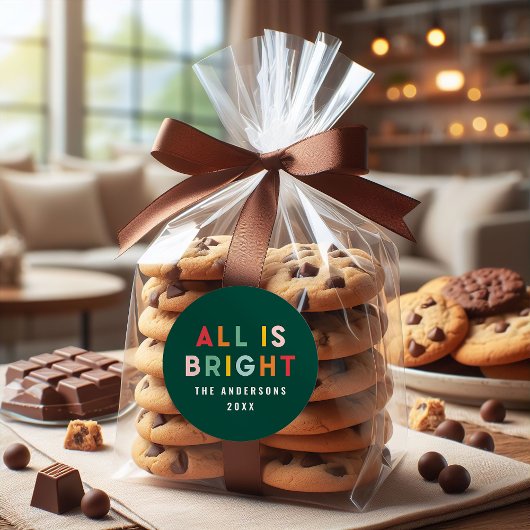 Fotogroene leuke moderne kerstfamilie, helder 1 ronde sticker