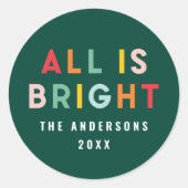 Fotogroene leuke moderne kerstfamilie, helder 1 ronde sticker (Voorkant)