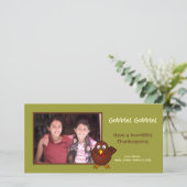 Fotogroet Thanksgiving groene kalkoenen Feestdagenkaart (Staand voorkant)