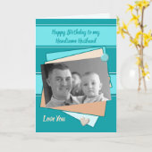 Fotogroet van Husband turquoise green Birthday Kaart (Gele Bloem)