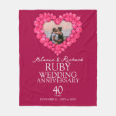 Fotohart van het Ruby Wedding Jubileum Fleece Deken (Voorkant)