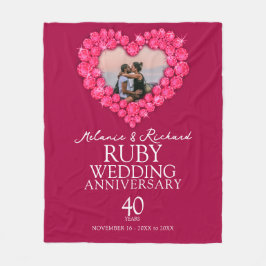 Fotohart van het Ruby Wedding Jubileum Fleece Deken