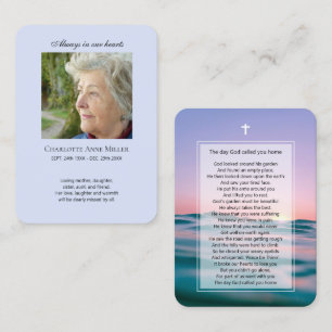 Fotoherdenking pastel oceaan gebedskaart visitekaartje