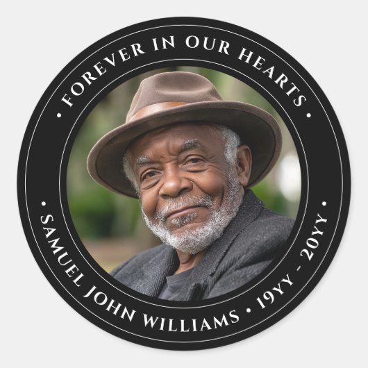 Fotoherdenking Ronde Sticker (Voorkant)