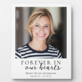 Fotoherdenking voor altijd in onze harten fotoplaat (Voorkant)