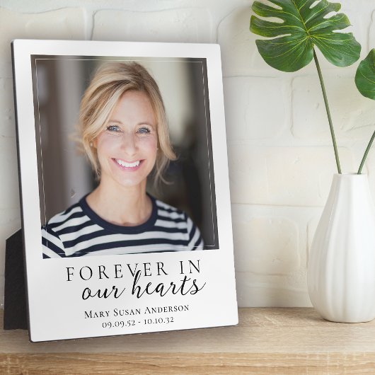 Fotoherdenking voor altijd in onze harten fotoplaat