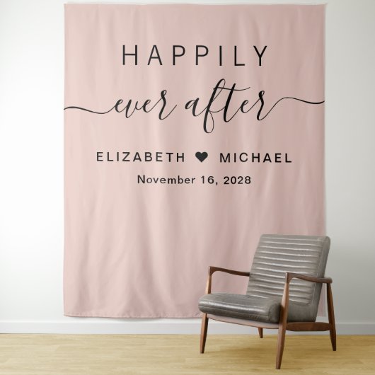 Fotohoekje Blush Roze 'Happily Ever After' Wandkleed (In situ)