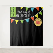 Fotohokje-achtergrond voor de eerste schooldag wandkleed (Voorkant)
