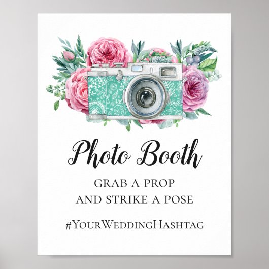 Fotohokje boho trouwbord. Bloem hashtagg Poster (Voorkant)